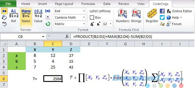 Hỗ trợ nhiều công thức toán đa dạng