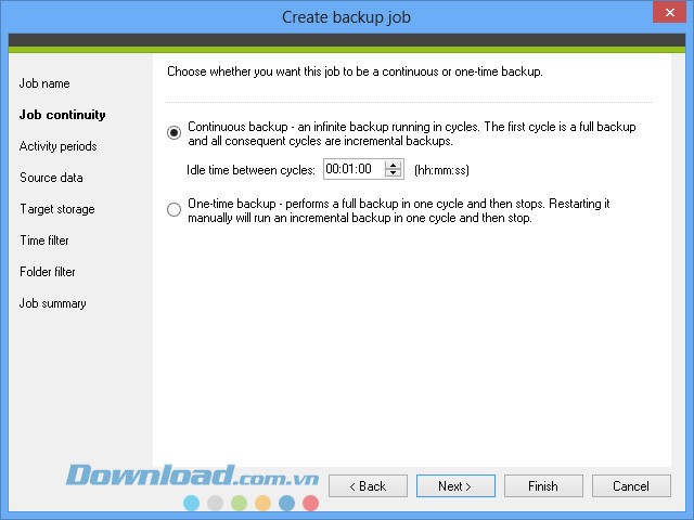 Tính năng sao lưu gia tăng liên tục