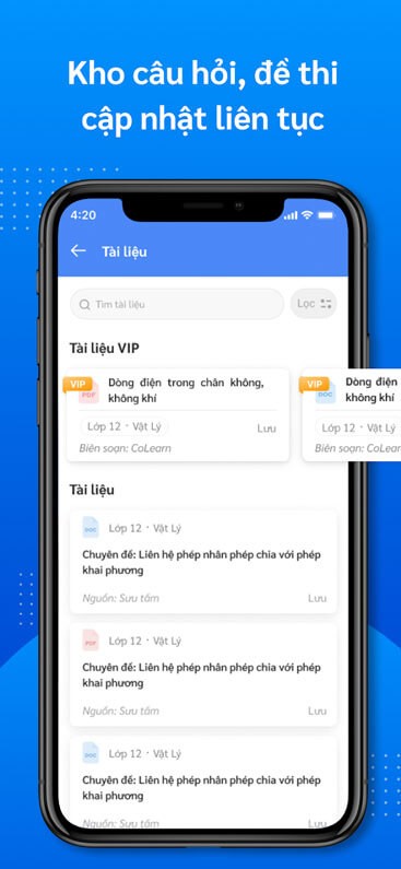 Kho câu hỏi, đề thi phong phú luôn được cập nhật