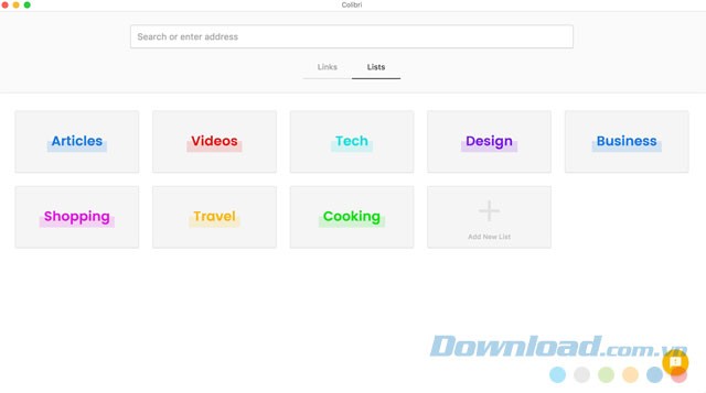 Tính năng List và Link trên Colibri