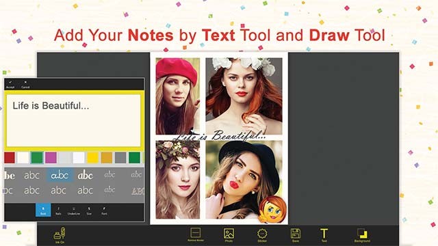 Trang trí ảnh bằng sticker, hình nền, khung ảnh hoặc chèn text