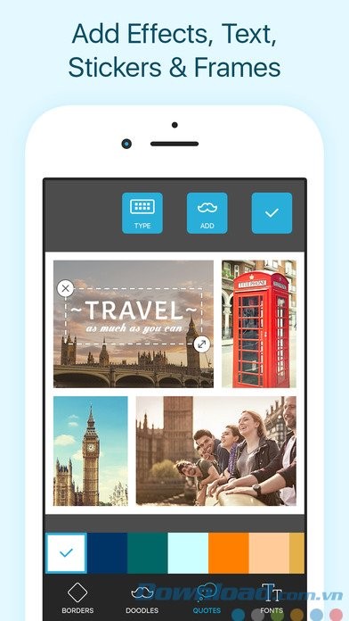 Trang trí ảnh bằng sticker, chữ