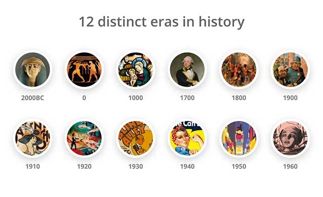 Color Leap là một bộ sưu tập gồm 180 bảng màu thuộc 12 thời đại trong lịch sử