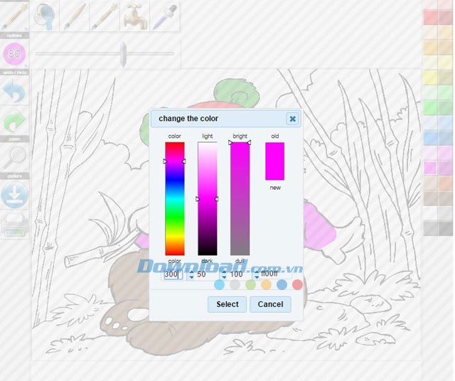 Tùy chỉnh màu sắc trong Coloring Pages