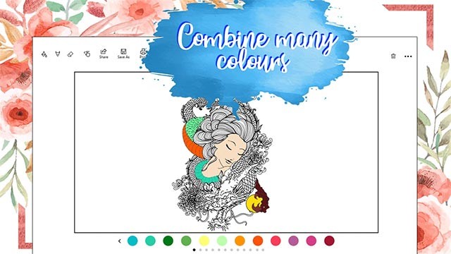 Colouring Book for Me app cung cấp bảng màu phong phú để bạn phối màu tùy ý