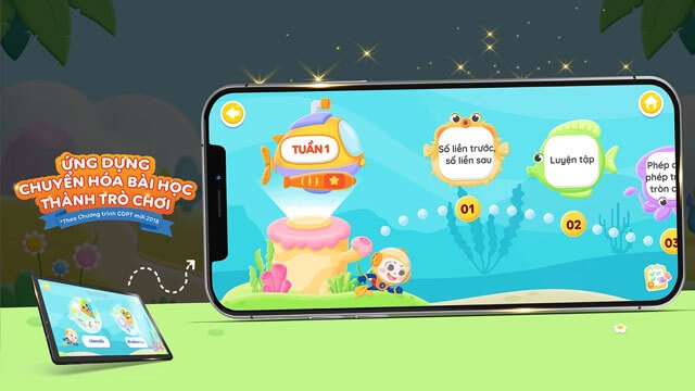 Nội dung kiến thức thông qua giao diện trò chơi với nhiều hình ảnh sinh động