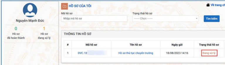 Kiểm tra trạng thái của Hồ Sơ