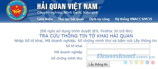 Tra cứu thông tin hải quan