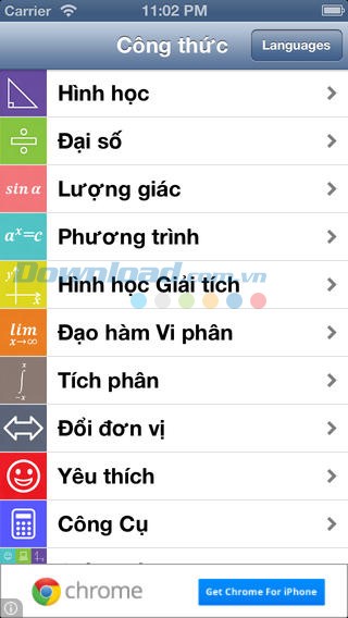 Công thức Free cho iOS