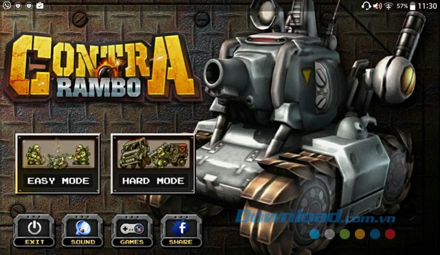 Giao diện chơi game Contra Rambo trên Android