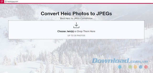 Giao diện Convert Heic Photos to JPEGs
