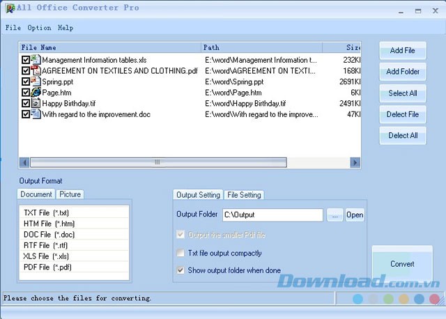 Giao diện phần mềm All Office Converter Pro