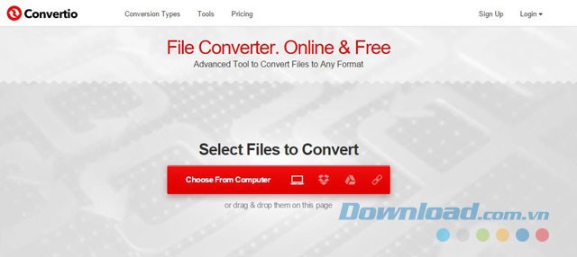 Giao diện ứng dụng Convertio Online