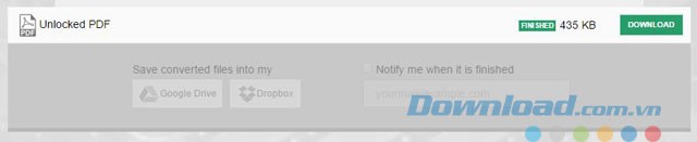 Tải file về sau khi hoàn thành