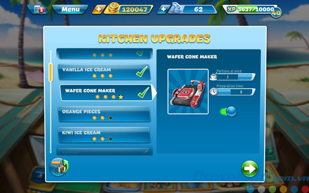 Nâng cấp nhà bếp trong Cooking Fever