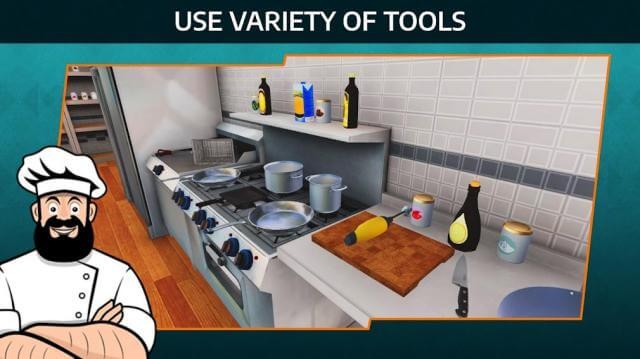 Sử dụng nhiều dụng cụ khác nhau để tạo ra các món ăn ngon trong game Cooking Simulator Mobile