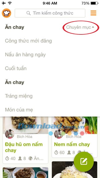 Phân loại món ăn theo chuyên mục