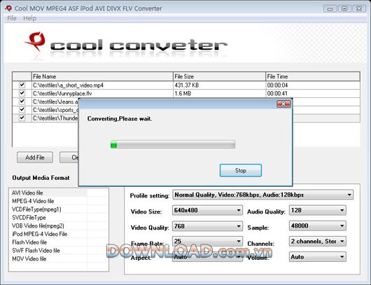 Cool MOV MPEG4 ASF iPod AVI DIVX FLV Converter