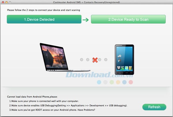 Coolmuster Android SMS+Contacts Recovery cho Mac