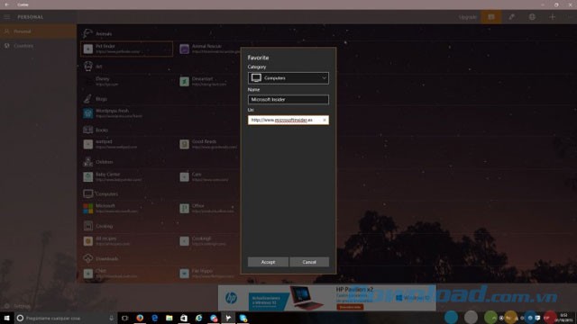 Danh sách dấu trang yêu thích