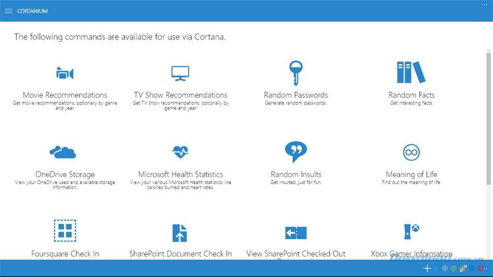 Giao diện ứng dụng Cortanium