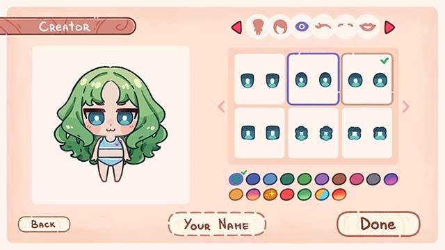 Sáng tạo nhân vật bằng cách chọn màu da, mắt, kiểu tóc...