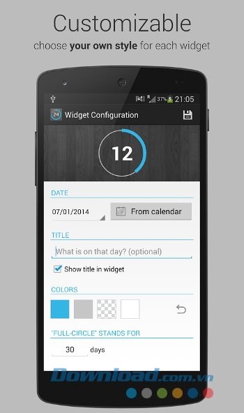 Tùy biến màu sắc Countdown Widget for Events