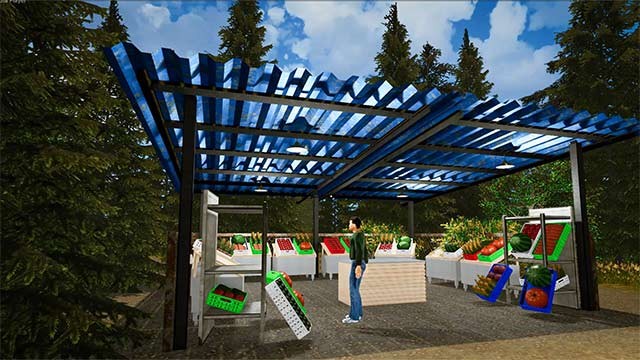 Bán nông sản thu hoạch được trong cửa hàng để kiếm tiền và tái đầu tư vào trang trại