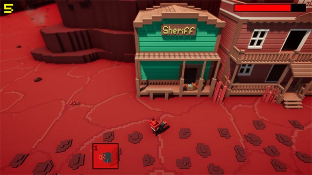 Chơi game Cowboy Hell với góc nhìn từ trên xuống giúp bao quát toàn bộ đấu trường