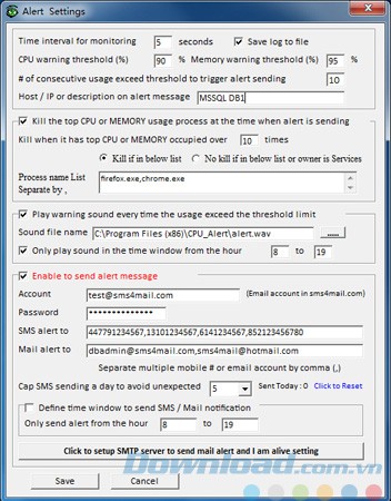 Thiết lập cảnh báo