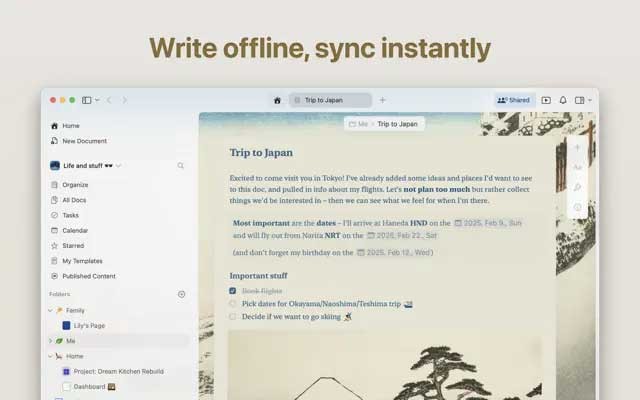 Làm việc ngoại tuyến, đồng bộ ngay khi trực tuyến