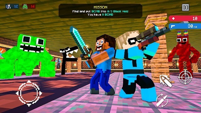 Chiến đấu và hoàn thành tất cả các nhiệm vụ mà không bị quái vật giết hại trong Craft Shooter FPS Battles