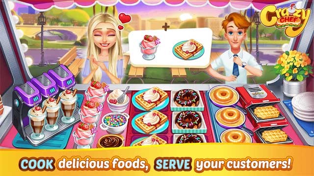 Nấu những món ăn ngon và phục vụ khách hàng thật chu đáo trong game Crazy Chef cho Android