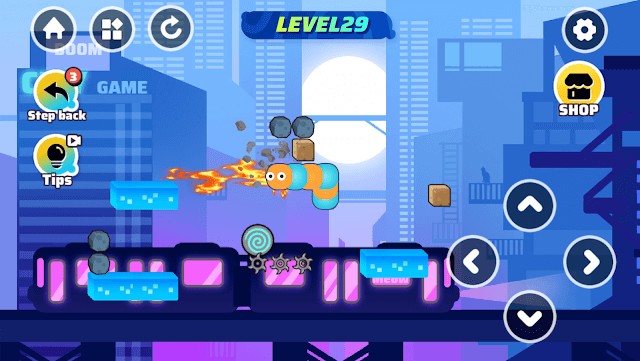 Rắn tăng chiều dài bằng cách ăn thức ăn trong level