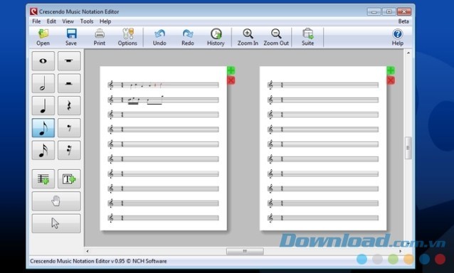 Thiết kế sẵn khuông nhạc thôi giúp người dùng tiết kiệm nhiều thời gian quý báu