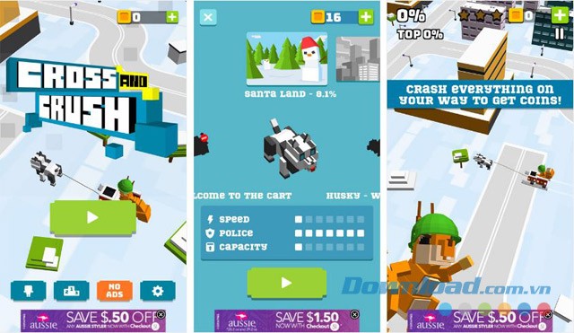 Phá hủy mọi thứ xuất hiện trong tầm nhìn khi chơi game hành động phiêu lưu Cross and Crush