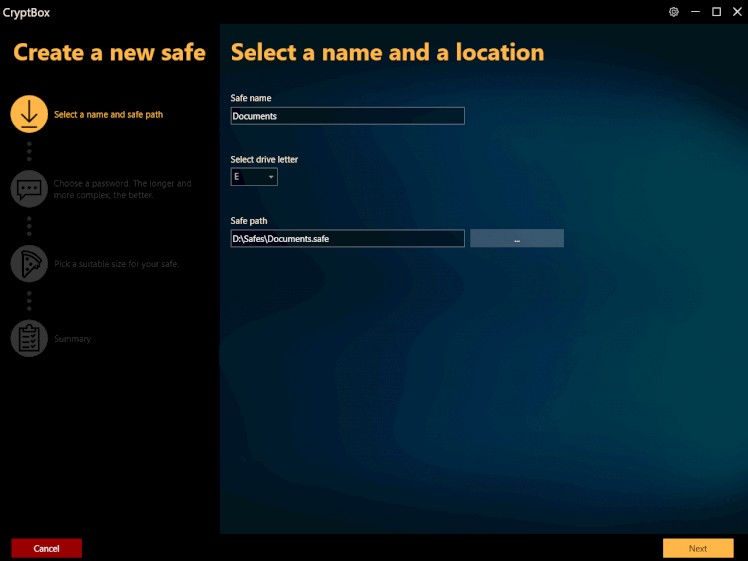 Chọn tên và vị trí lưu dữ liệu