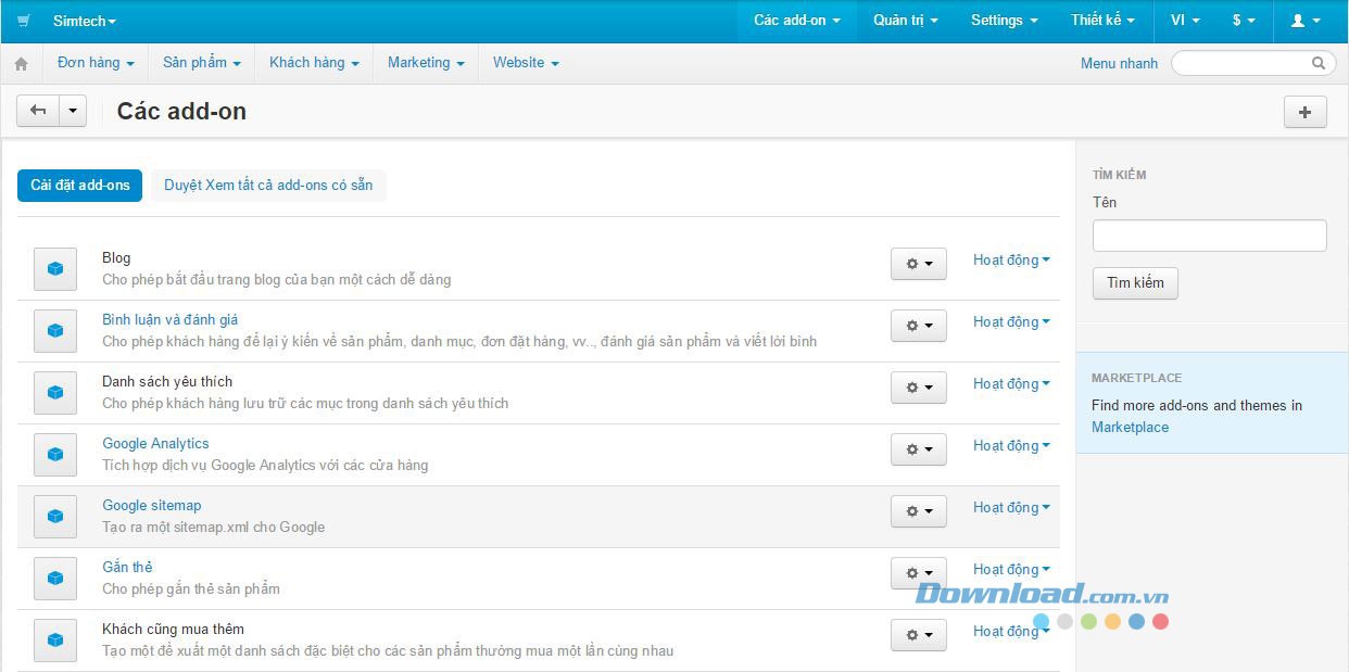Các tiện ích trên CS-Cart cho phép hỗ trợ Marketing và SEO hiệu quả