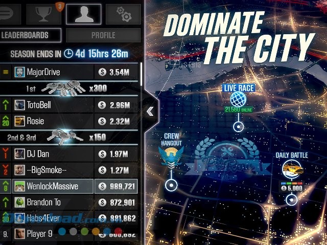 CSR Racing 2 sở hữu bản đồ game rộng lớn