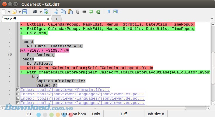 Giao diện phần mềm soạn code CudaText