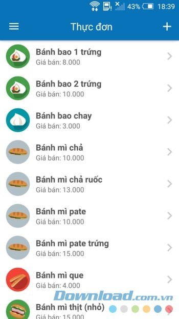 Cập nhập thực đơn các món ăn của quán