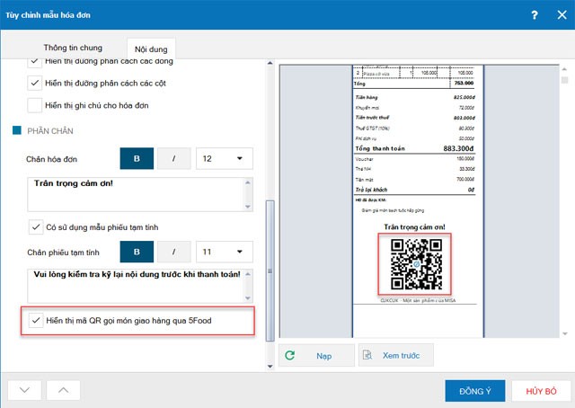 Tích chọn thiết lập