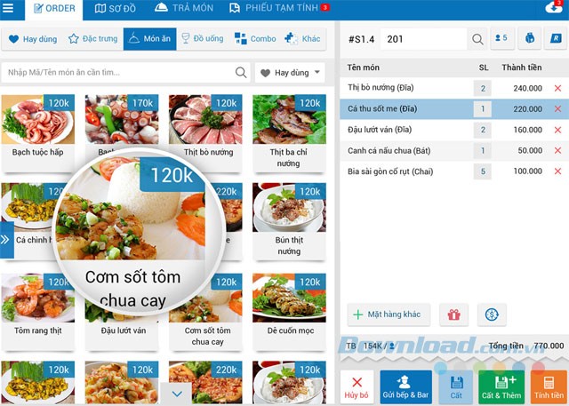 Quản lý thực đơn trong CUKCUK.VN