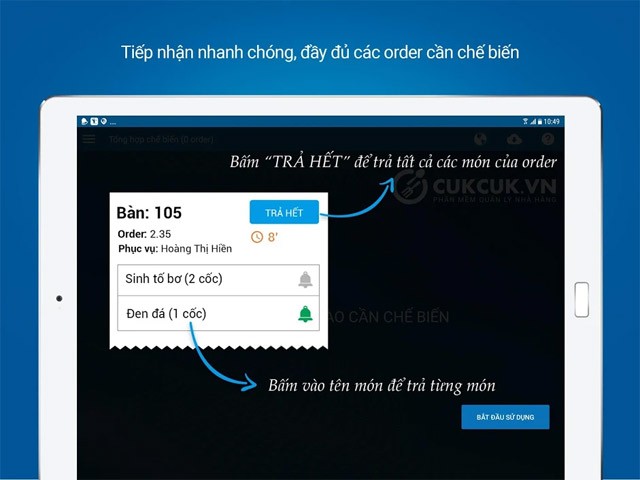 CUKCUK.VN - Bếp Bar giúp tiếp nhận Order nhanh chóng
