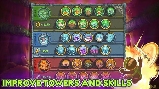 Nâng cấp các tháp pháo và kỹ năng