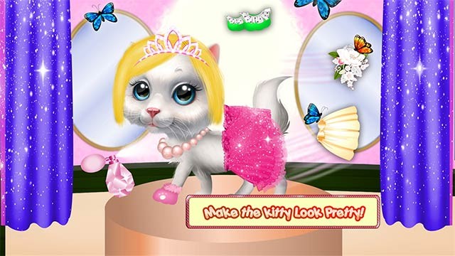 Phối đồ và phụ kiện cho mèo con trong Cute Cat Salon Game