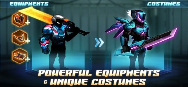 Cyber Fighters cho iOS có kho trang bị đa dạng