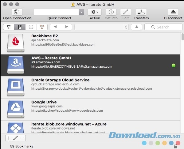 Giao diện đơn giản, thoáng mắt của Cyberduck