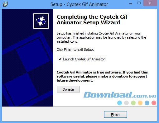 Hoàn thành thao tác cài đặt