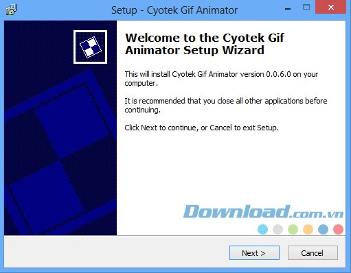 Giao diện khi bắt đầu cài đặt phần mềm